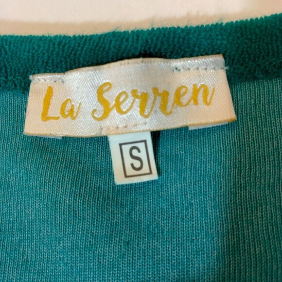 Vintage La Serren Swim Cover Up House Dress Women Small Jade Green Zip Flower - Picture 3 of 7